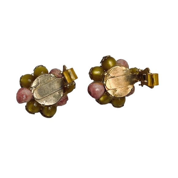 Hobe Lavender, Green And Filigree Bead Cluster Clip On Earrings Signed (5226) - Picture 5 of 5